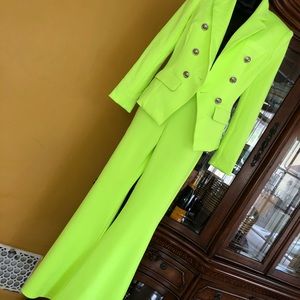GLAM!! Lime green pant set with blazer!